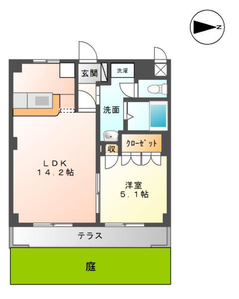 セレーヌ泉(1LDK/1階)の間取り写真