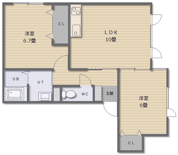 M-ADAJIO(2LDK/2階)の間取り写真