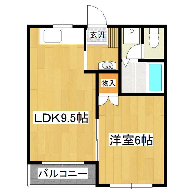 シャトーアスナロ(1LDK/2階)の間取り写真