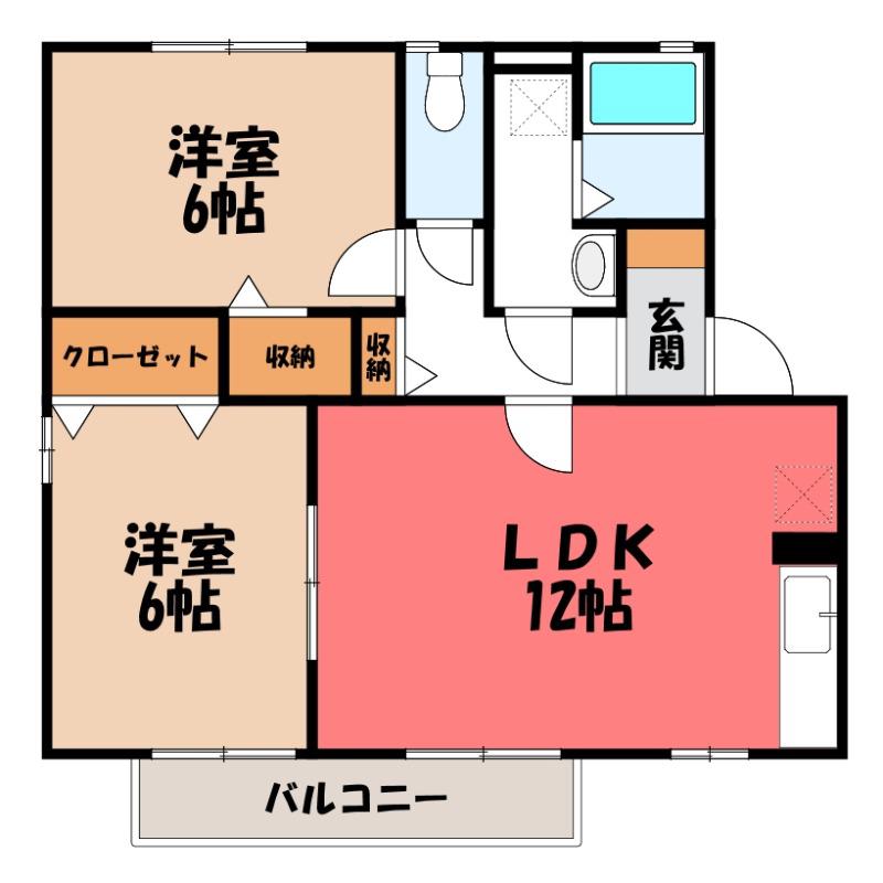 サンセール富士(2LDK/2階)の間取り写真