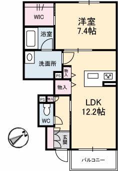 レユシール川内(1LDK/1階)の間取り写真