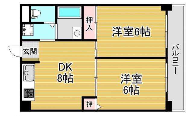マノワール歌島(2DK/4階)の間取り写真
