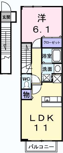 エクセルステージ12(1LDK/2階)の間取り写真