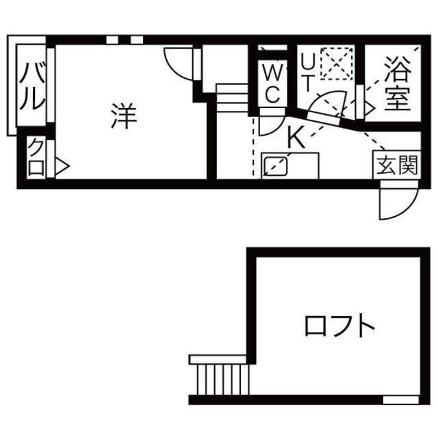 CHATON高畑(1K/1階)の間取り写真