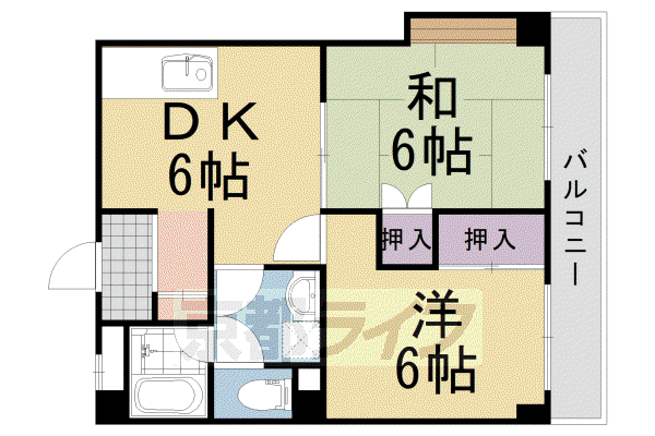 シャトー小西(2DK/2階)の間取り写真