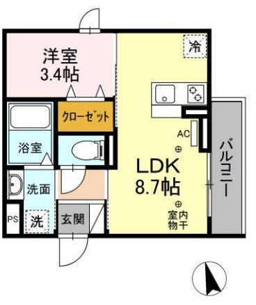 RADIUS V(1LDK/2階)の間取り写真