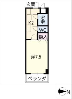 アーバンビル早川(1K/3階)の間取り写真