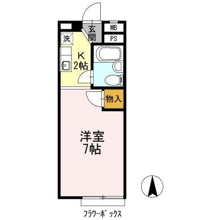 パインヒルズ(1K/3階)の間取り写真