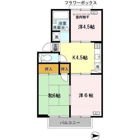 ハイツJOY(3K/2階)の間取り写真