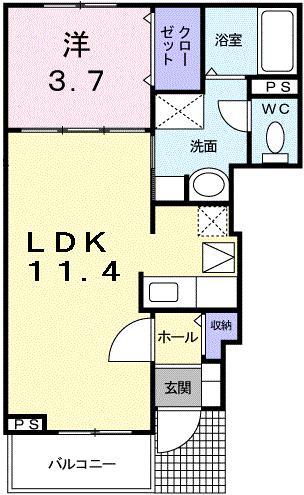 アソート 1LDK(1LDK/1階)の間取り写真