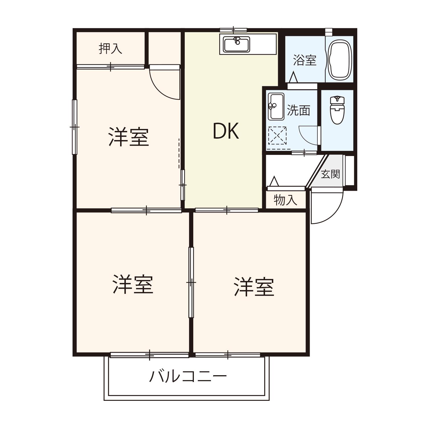 パレスR(3DK/2階)の間取り写真