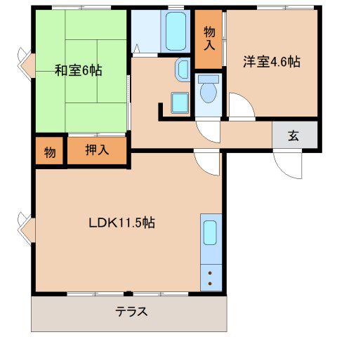 サニーコート観世A・B(2LDK/1階)の間取り写真