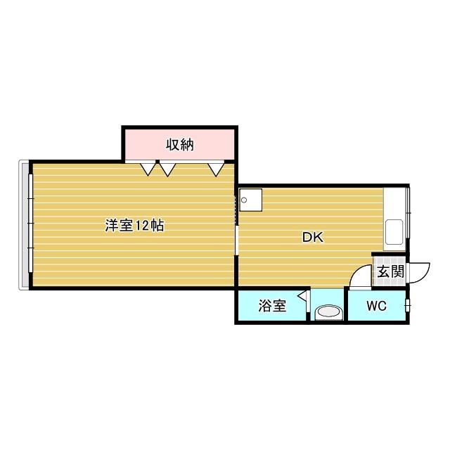 本町マンション(1DK/2階)の間取り写真