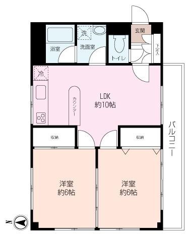 パラッツォチェリー(2LDK/3階)の間取り写真