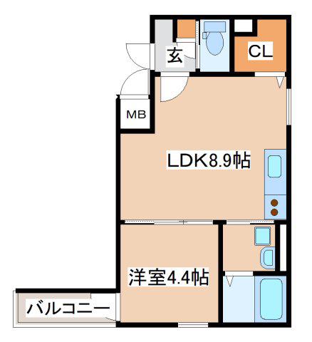 MAXIV CITY神戸鷹取 TRE(1LDK/1階)の間取り写真