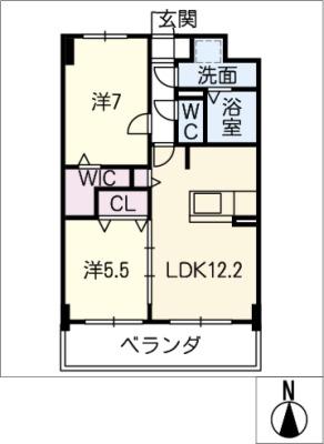 スタシオン川名公園(2LDK/10階)の間取り写真
