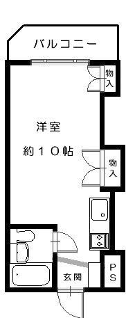ホワイトヒルハウス(ワンルーム/1階)の間取り写真