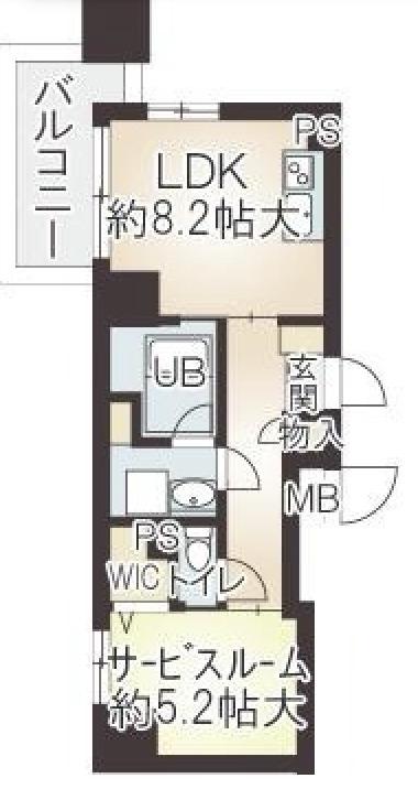 インテリジェンス御堂(1LDK/4階)の間取り写真