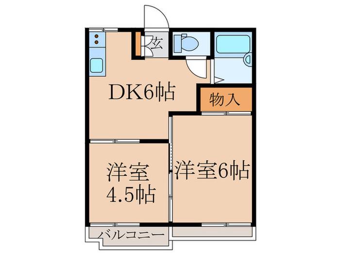 アビタシオン井荻(2DK/1階)の間取り写真
