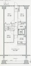 ソーラスフロント富船南棟(3LDK/6階)の間取り写真