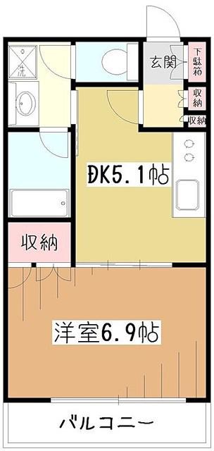 パークハウス・ワンズタワー(1DK/6階)の間取り写真