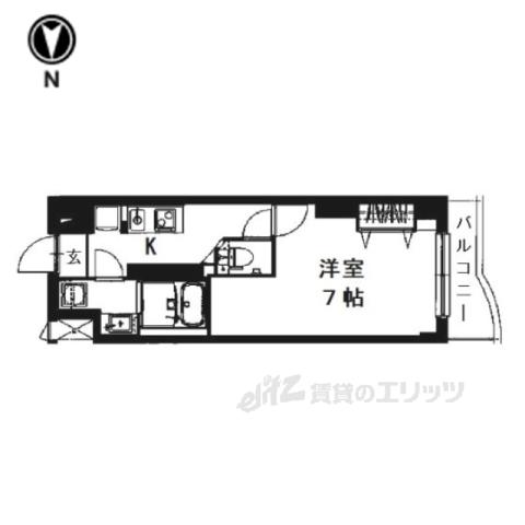 DETOM-1銀閣寺道(1K/4階)の間取り写真