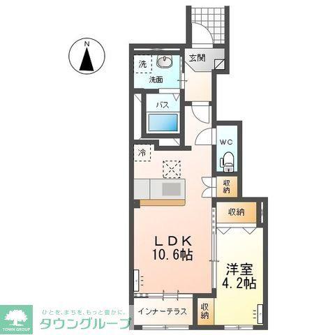ヴァーチュアス I(1LDK/1階)の間取り写真
