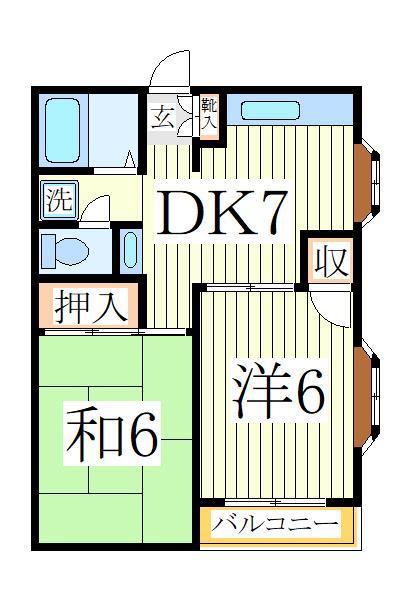 ハウス1001(2DK/2階)の間取り写真