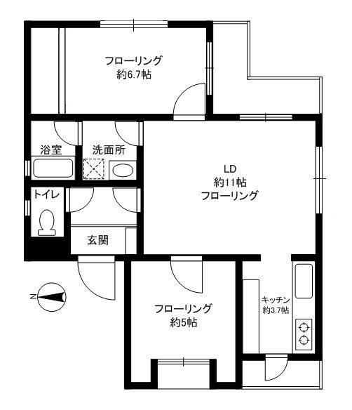 エクセレント桜新町(2LDK/1階)の間取り写真