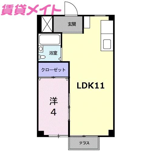 シングルハウスK(1LDK/1階)の間取り写真