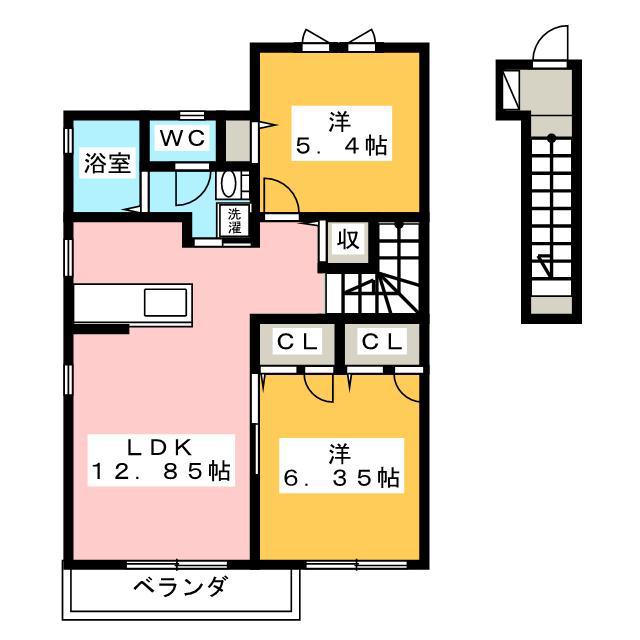 プレステージIT B(2LDK/2階)の間取り写真