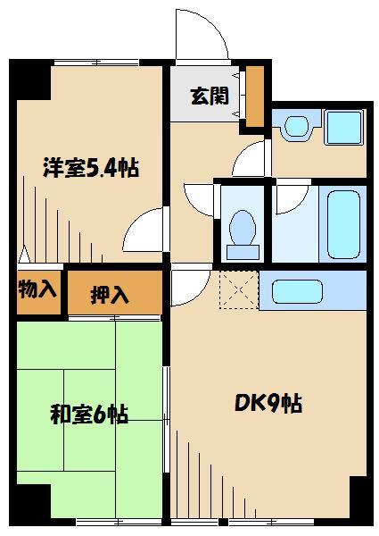 コンフォートソシアK(2DK/8階)の間取り写真