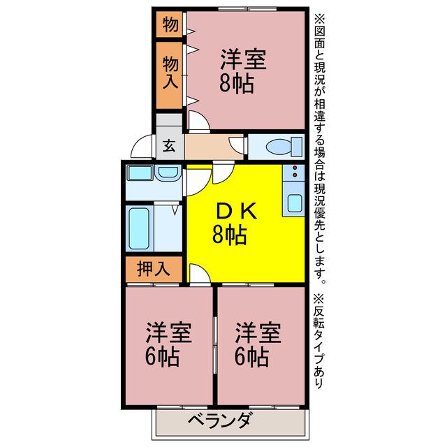 フレグランス南小向(3DK/1階)の間取り写真