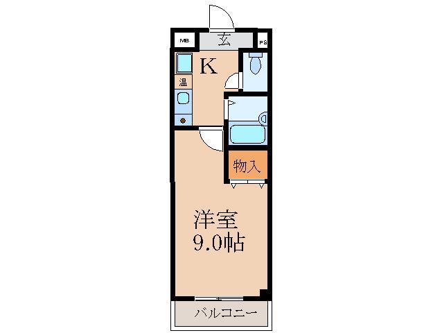 Tマンション(1K/3階)の間取り写真