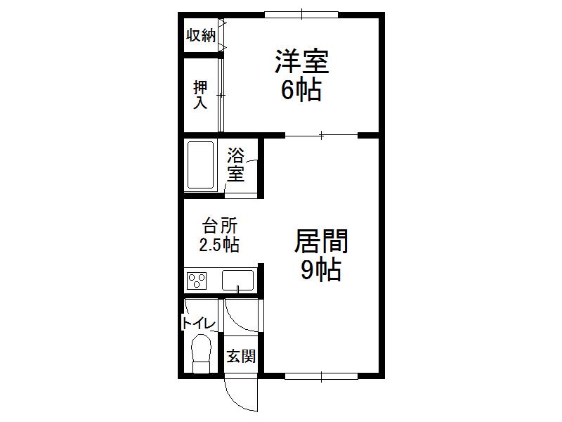 エスレイア西町(1DK/2階)の間取り写真