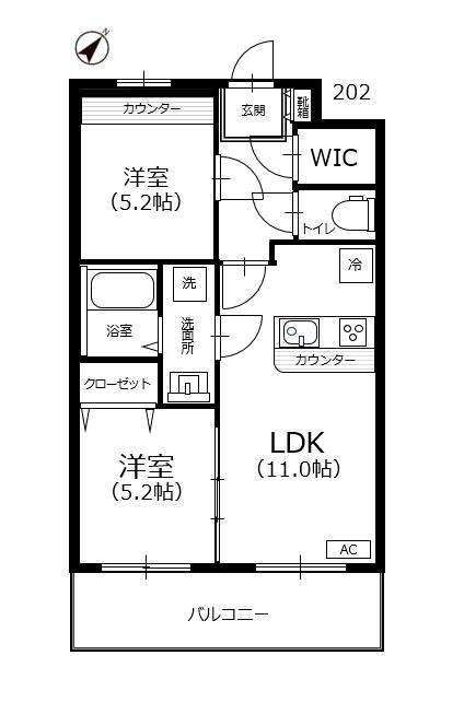 PARAM(2LDK/2階)の間取り写真