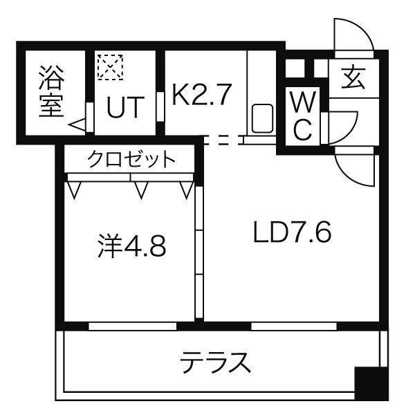GLASS N21(1LDK/1階)の間取り写真