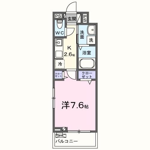 レッドパイン(1K/3階)の間取り写真