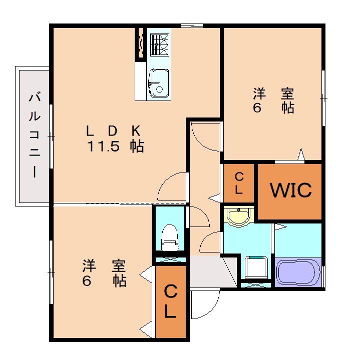 セジュール椿通(2LDK/1階)の間取り写真