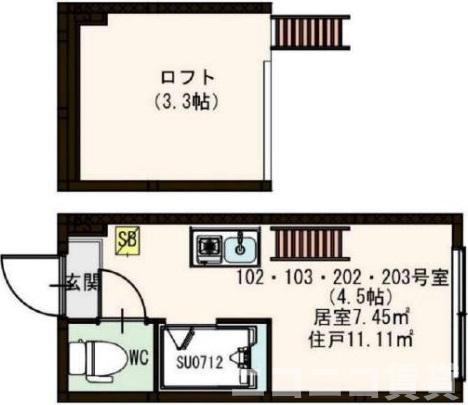 ハーモニーテラス貫井(ワンルーム/2階)の間取り写真