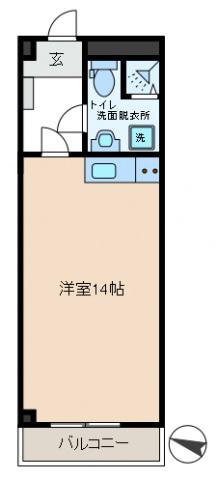 ユニレジデンス金町(ワンルーム/2階)の間取り写真