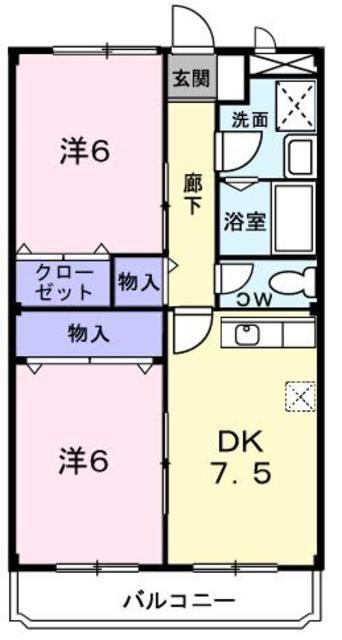 シティマンションタナベ(2DK/4階)の間取り写真