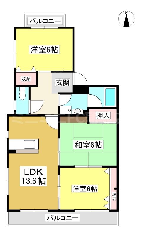 メゾン桜坂(3LDK/3階)の間取り写真
