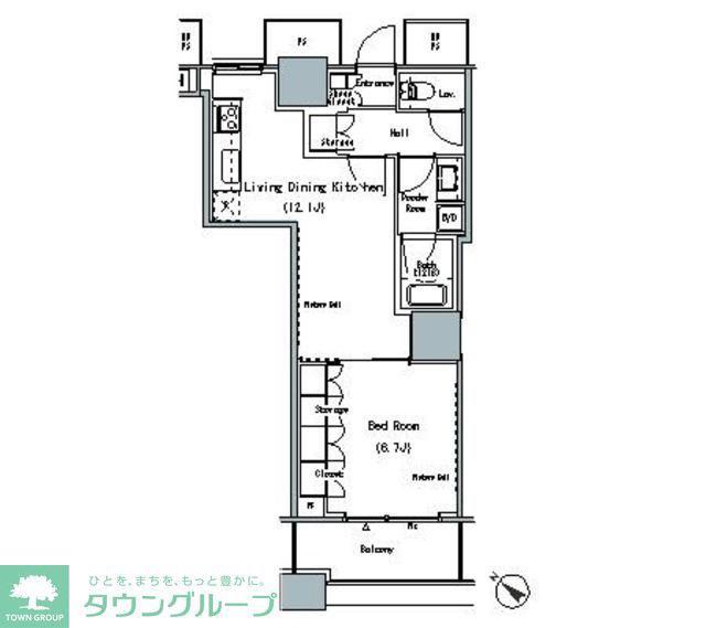 THE TOKYO TOWERS MIDTOWER(1LDK/12階)の間取り写真