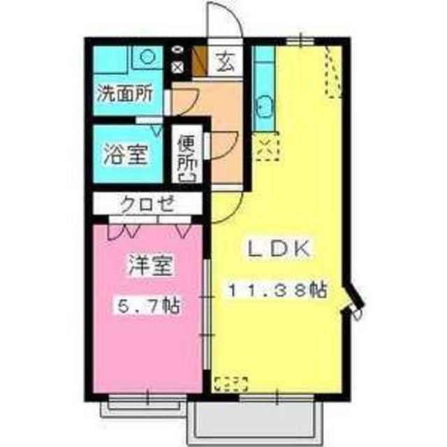 シャンテ城西(1LDK/2階)の間取り写真