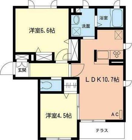 エトワール(2LDK/1階)の間取り写真