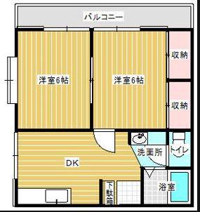 コーポ萩が丘(2DK/2階)の間取り写真