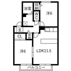HKガーデン B棟(2LDK/2階)の間取り写真