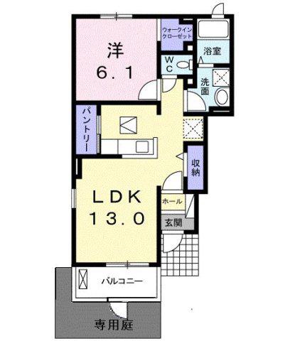 ベルウッドKIKU(1LDK/1階)の間取り写真