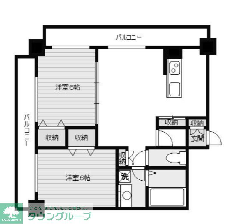 フクロク・レーヴ・マンション(2LDK/14階)の間取り写真